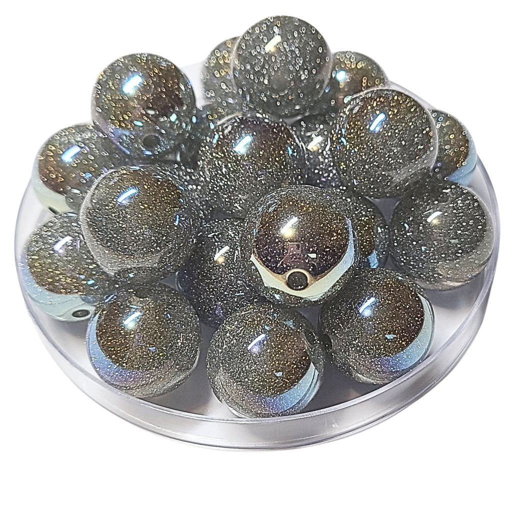 262 - Boules acryliques Glitter AB Argent 20MM