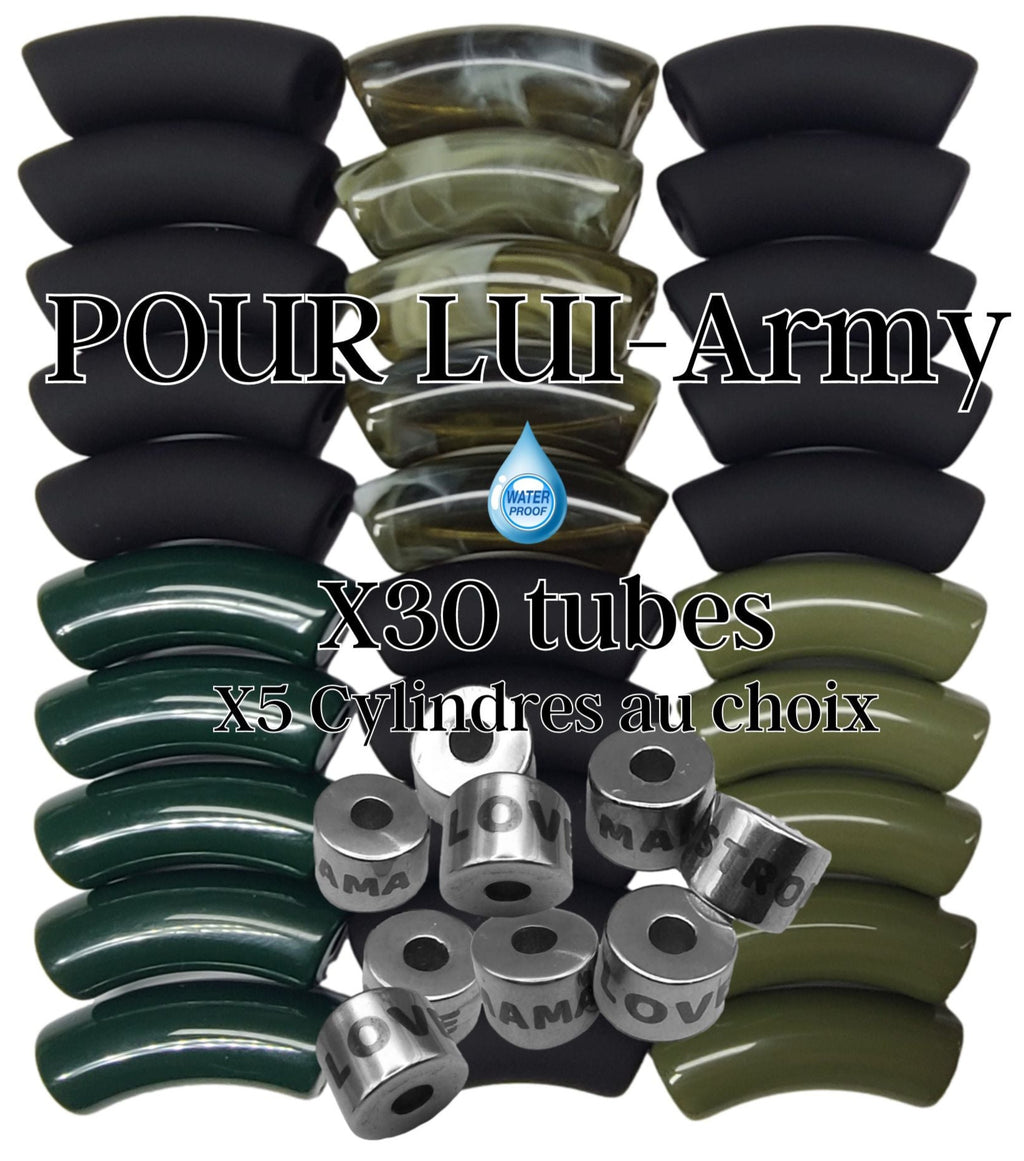 Camaieu 61- Lot mixte tubes incurvés 12MM, et 5 cylindres - POUR LUI Army