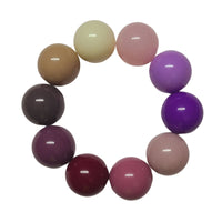 60 - Boules acryliques brillantes Rayé rose et blanc 20MM