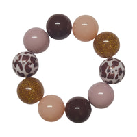 60 - Boules acryliques brillantes Rayé rose et blanc 20MM