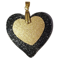 Pendentif cœur en résine - Glitter noir