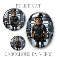 Cabochons en verre Police cat -Réf CAB21