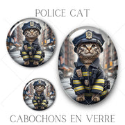 Cabochons en verre Police cat -Réf CAB22