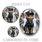 Cabochons en verre Police cat -Réf CAB23