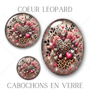 Cabochons en verre Coeur léopard -Réf CAB28
