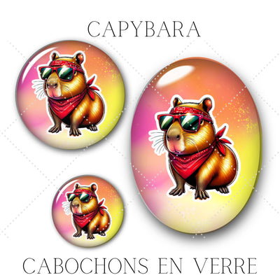 Cabochons en verre Capybara -Réf CAB34
