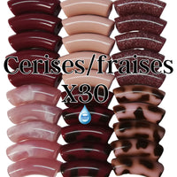 Camaieu 43- Lot mixte tubes incurvés Cerises/fraises léopard 12MM