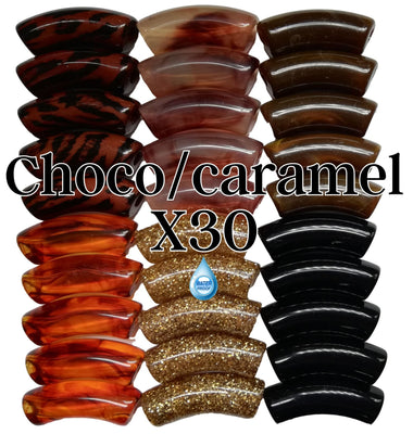 Camaieu 55- Lot mixte tubes incurvés Choco/caramel 12MM
