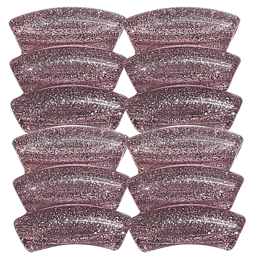 40- Tubes incurvés à paillettes, Rose mauve 12MM