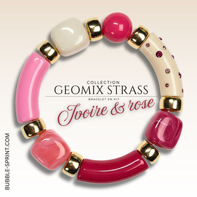 KIT bracelet collection GEOMIX Strass - Ivoire & Rose