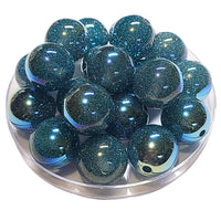 300 - Boules acryliques Glitter AB Denim turquoise 20MM