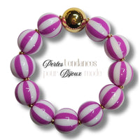 217 - Boules acryliques Rayées Bleu 16MM