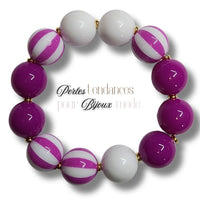 217 - Boules acryliques Rayées Bleu 16MM