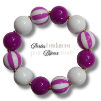 217 - Boules acryliques Rayées Bleu 16MM