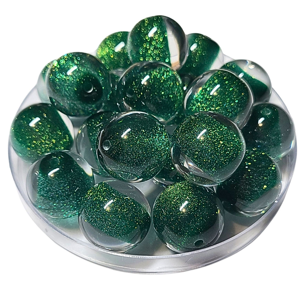 299 - Boules acryliques Glitter AB Emeraude 20MM