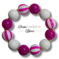 217 - Boules acryliques Rayées Bleu 16MM