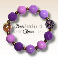 229 - Boules acryliques Léopard Mauve 16MM