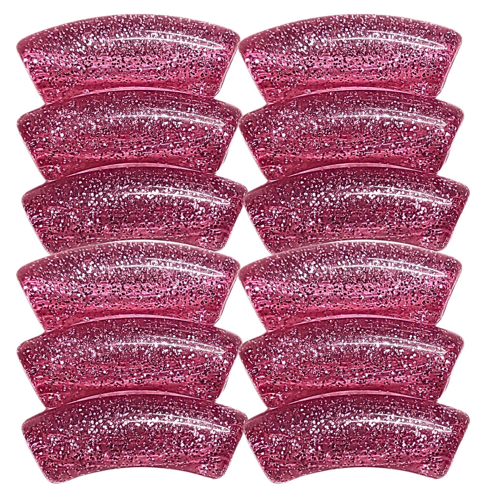52- Tubes incurvés à paillettes, Fuchsia 12MM