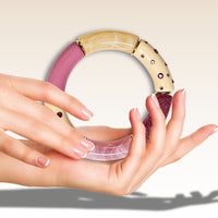 423 - Tubes incurvés, Ivoire & Strass - Spinelle Rose