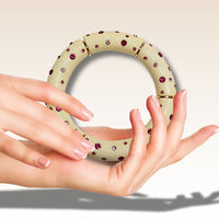 423 - Tubes incurvés, Ivoire & Strass - Spinelle Rose