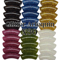 Camaieu 85- Lot mixte tubes incurvés Glitter arlequin 12MM