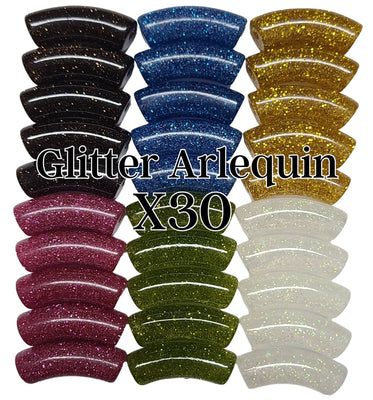 Camaieu 85- Lot mixte tubes incurvés Glitter arlequin 12MM