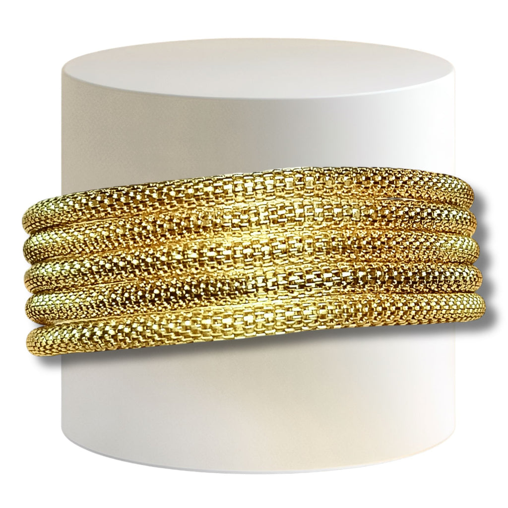 2- Bracelet élastique cotte de mailles - Doré Brillant