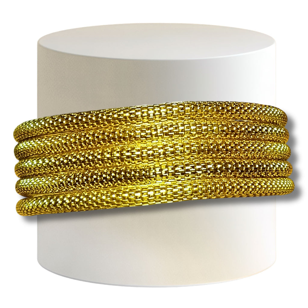 3- Bracelet élastique cotte de mailles - Doré foncé Brillant