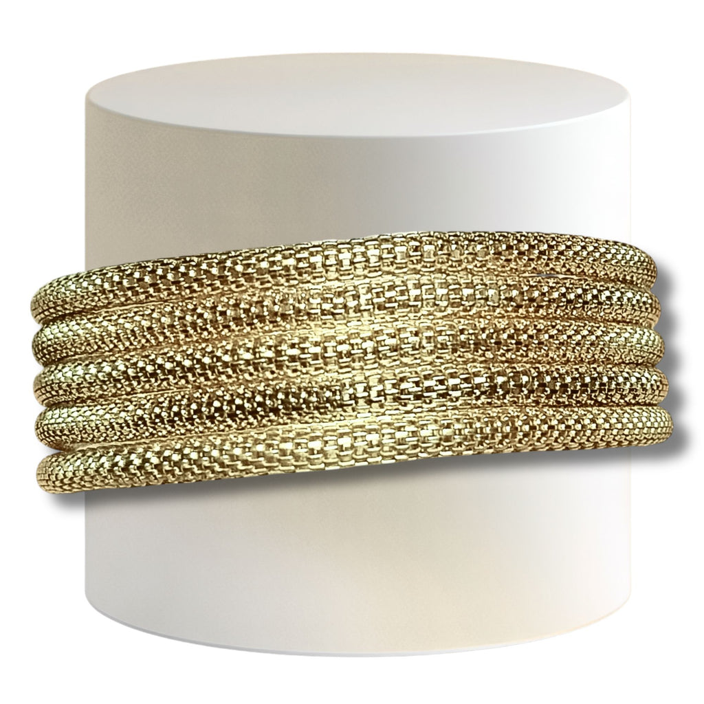 1- Bracelet élastique cotte de mailles - Doré clair Brillant