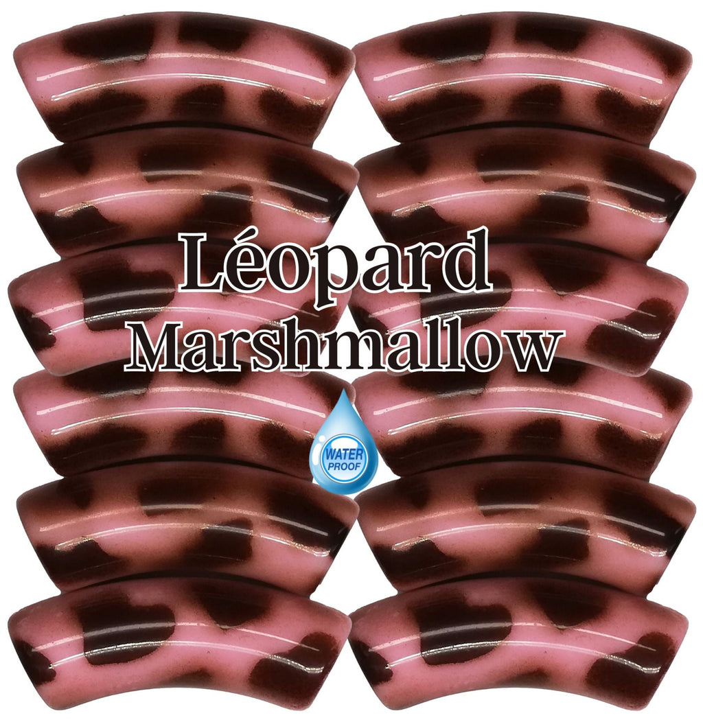 269-Tubes incurvés Léopards Marshmallow 12MM