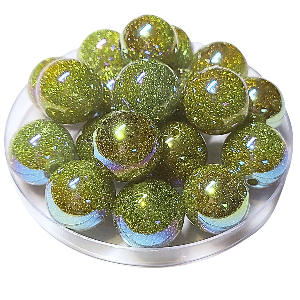 272 - Boules acryliques Glitter AB Lime 20MM