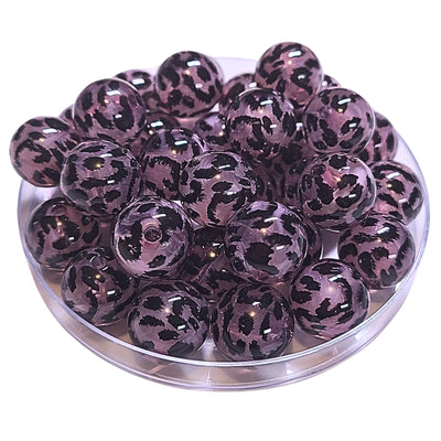 229 - Boules acryliques Léopard Mauve 16MM