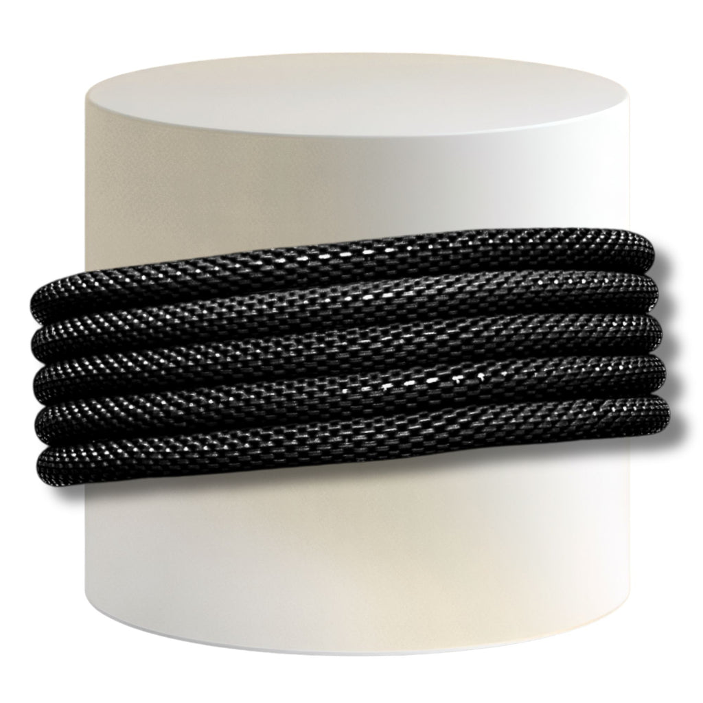 24- Bracelet élastique cotte de mailles - Noir Brillant