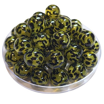 231 - Boules acryliques Léopard Olivine 16MM