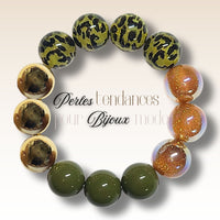 231 - Boules acryliques Léopard Olivine 16MM