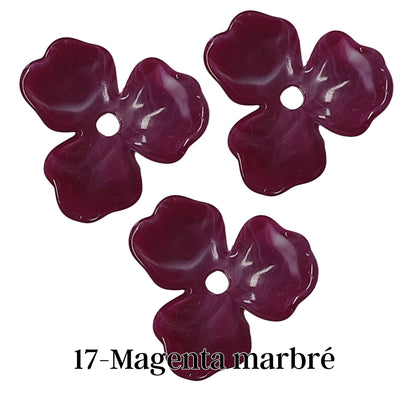 17- Fleur orchidée Magenta marbré - 20MM