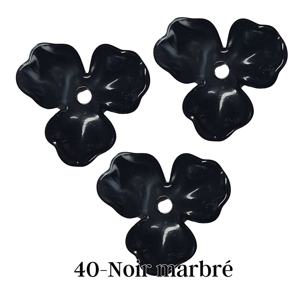 40- Fleur Noir marbré- 20MM