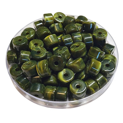 10- Cylindres 1/4 de tube - Vert mousse marbré 12MM