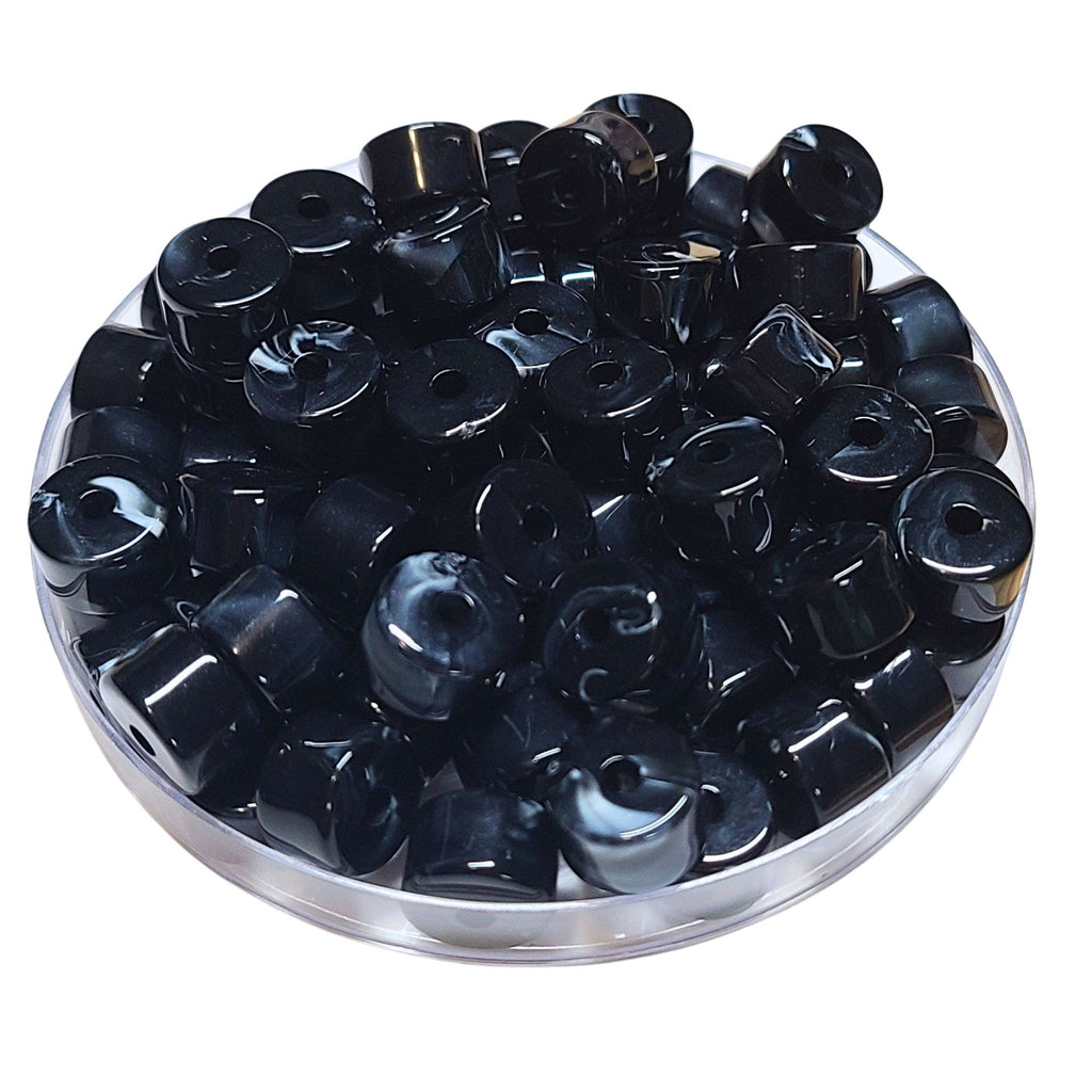 17- Cylindres 1/4 de tube - Noir marbré 12MM