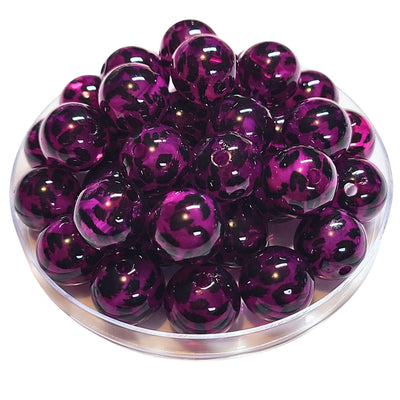 230 - Boules acryliques Léopard Raisin 16MM