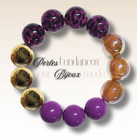 230 - Boules acryliques Léopard Raisin 16MM
