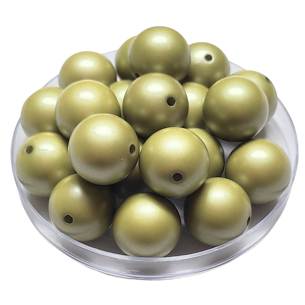 136 - Boules acryliques Satin olivine 20MM