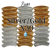 Camaieu 52- Lot mixte tubes incurvés Glimmer Silver/Gold 8MM