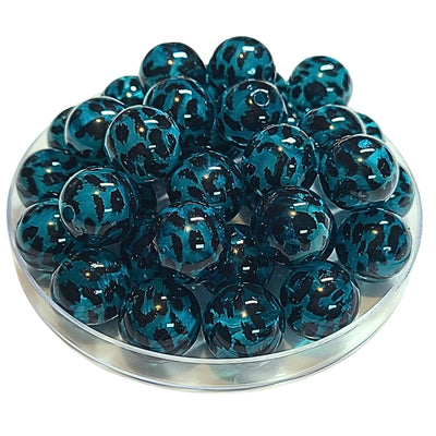 232 - Boules acryliques Léopard Teal 16MM