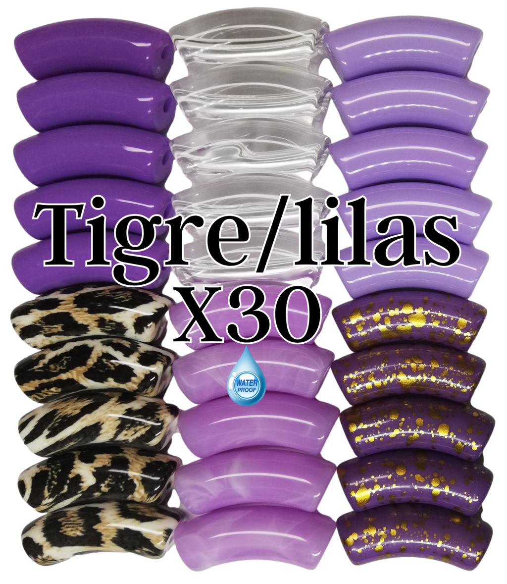 Camaieu 39- Lot mixte tubes incurvés Tigre/lilas 12MM