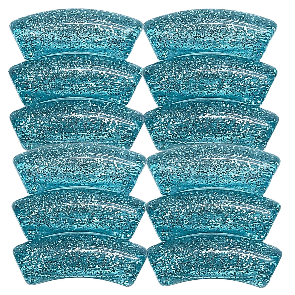 53- Tubes incurvés à paillettes, Turquoise 12MM