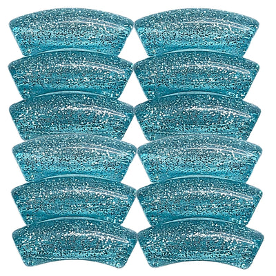 53- Tubes incurvés à paillettes, Turquoise 12MM