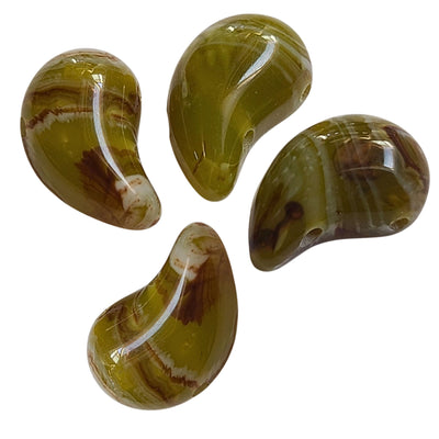 8- Magatama, Vert olive marbré