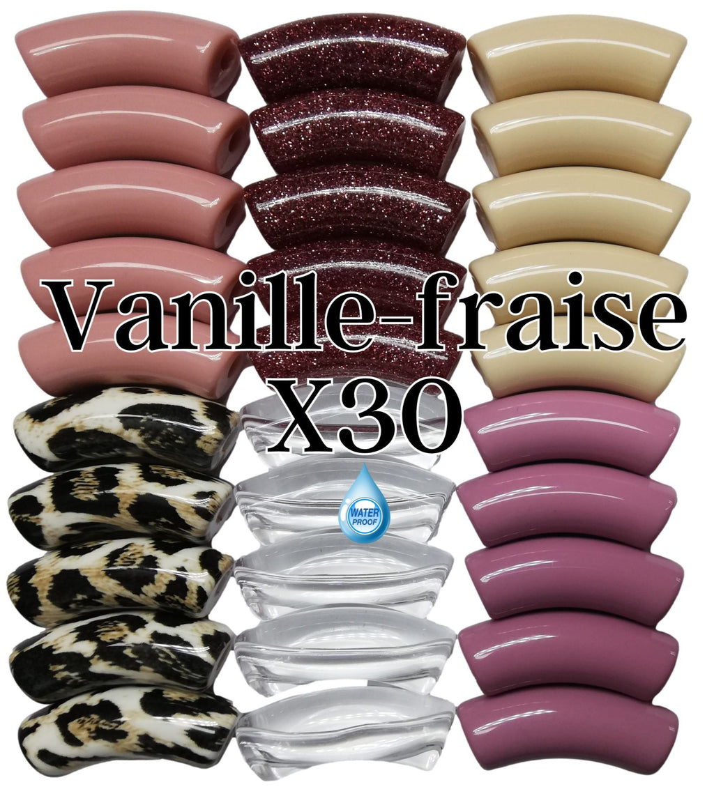 Camaieu 59- Lot mixte tubes incurvés Vanille-fraise 12MM