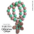 SAKURA Collier Vert d'eau & Taupe